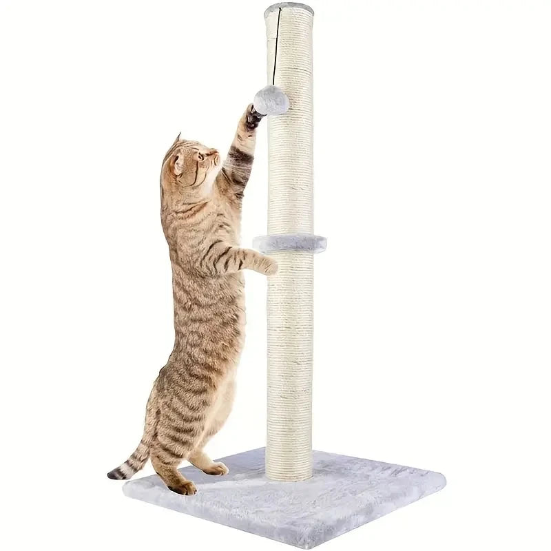 Cat Scratching Post with Sisal Rope & Soft Plush – Stable Vertical Scratcher