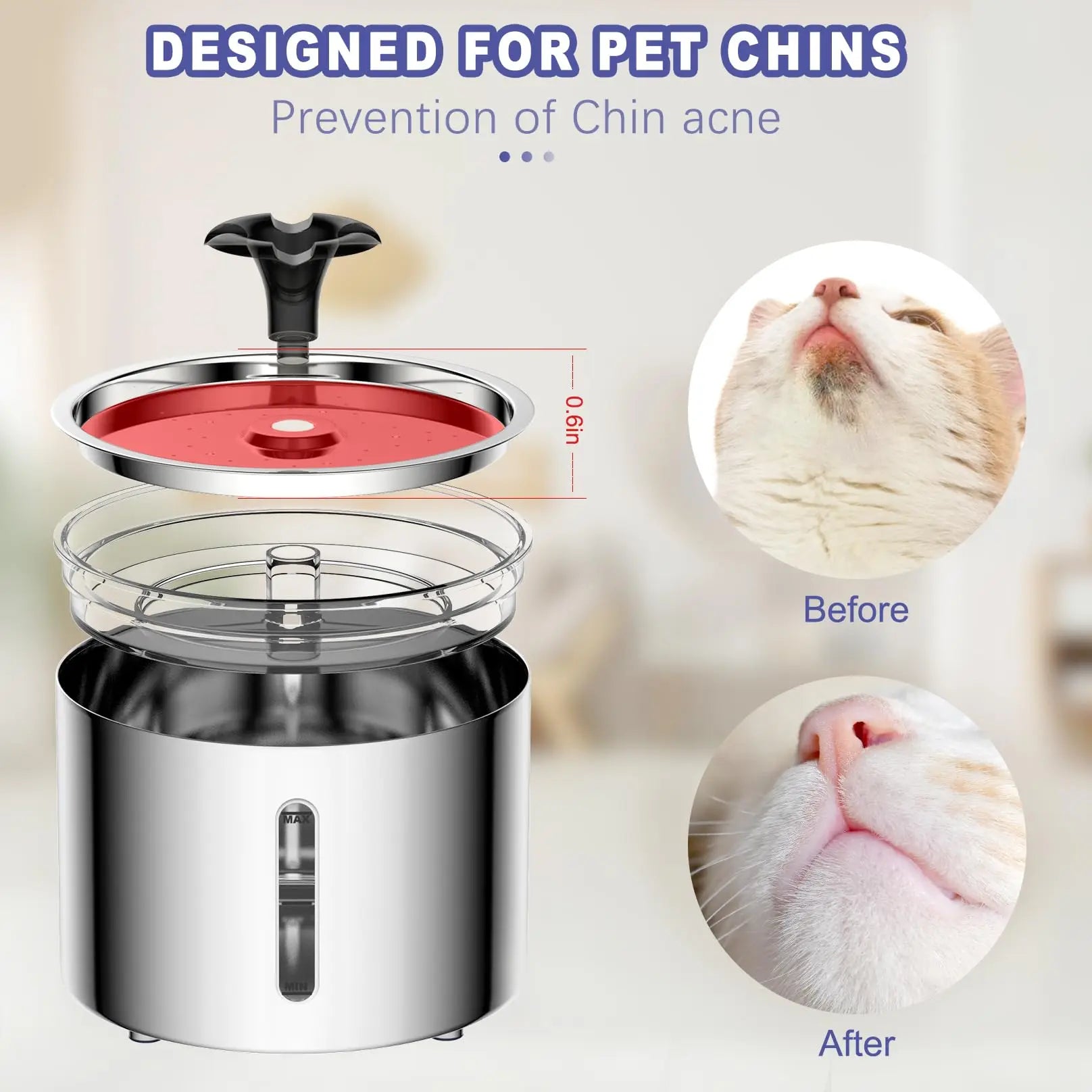 💧 2.5L Stainless Steel Automatic Cat Water Fountain – LED Light & Auto Power-Off