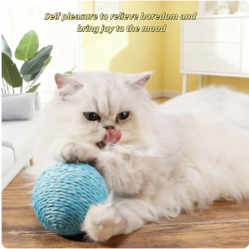 Interactive Sisal Cat Scratching Ball Toy – Teething & Teeth Cleaning with Sound