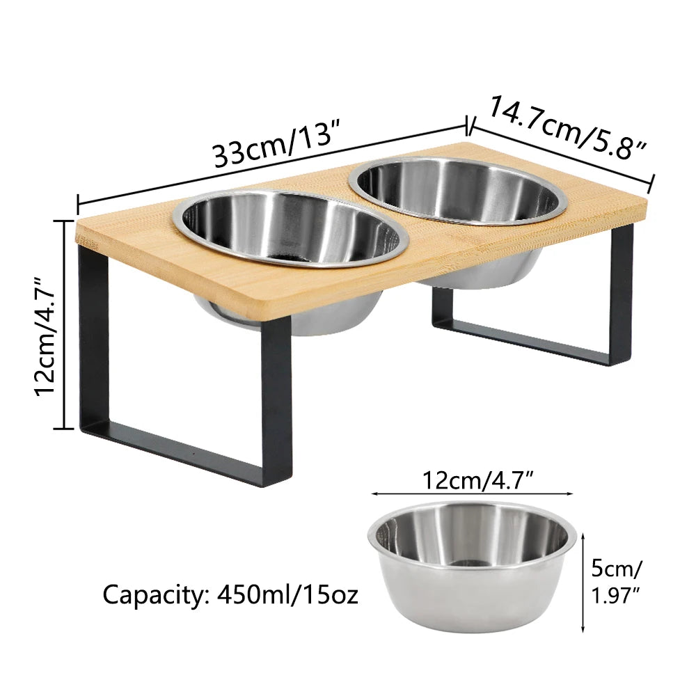 Double Bowl Feeder with Raised Stand – Comfortable & Healthy Eating for Cats