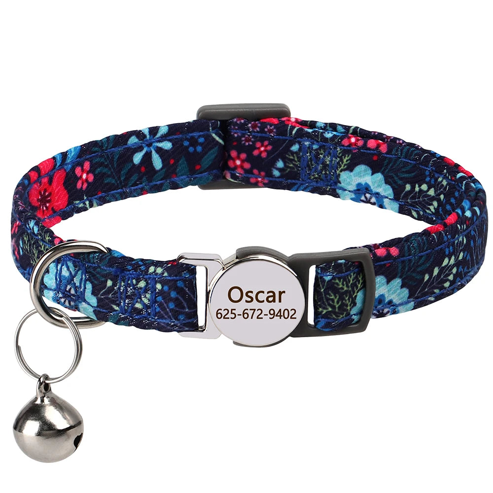 Personalized Charming Cat Collar with Custom Name Tag — Safe, Stylish & Adjustable Collar for Cats