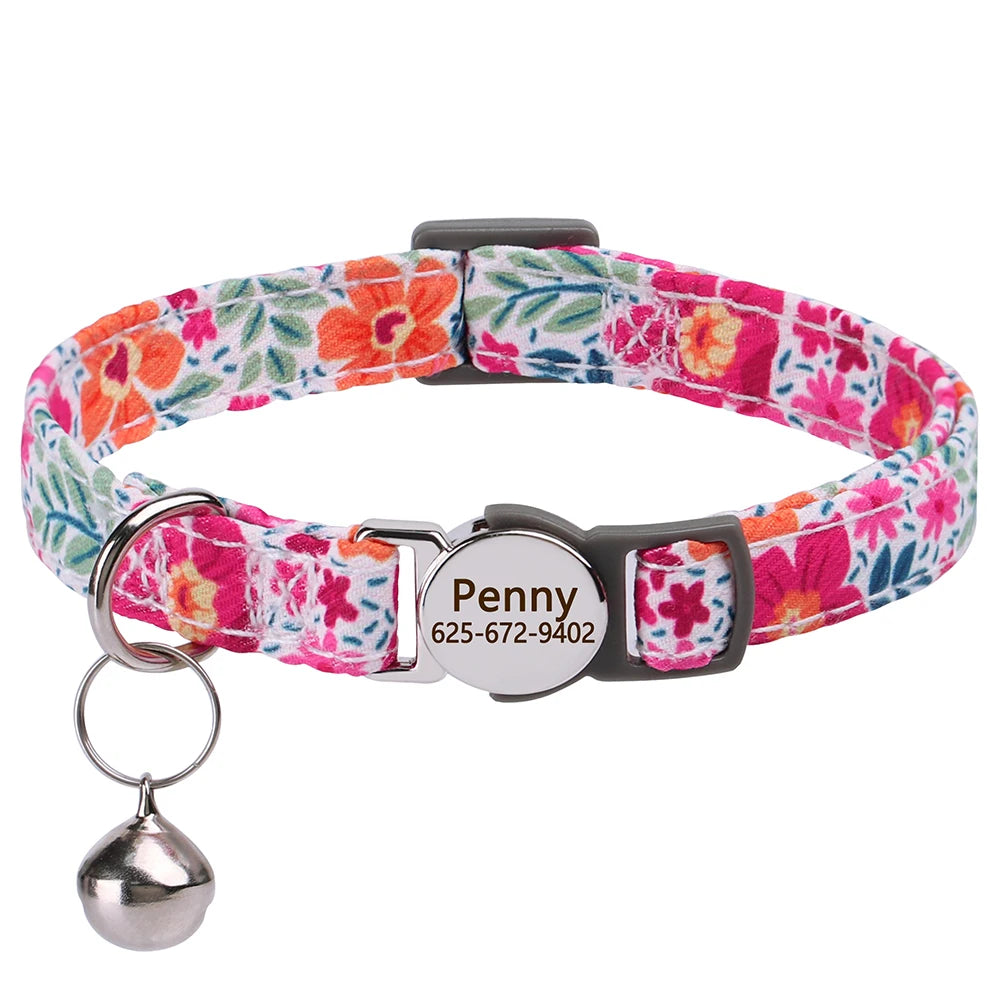 Personalized Charming Cat Collar with Custom Name Tag — Safe, Stylish & Adjustable Collar for Cats