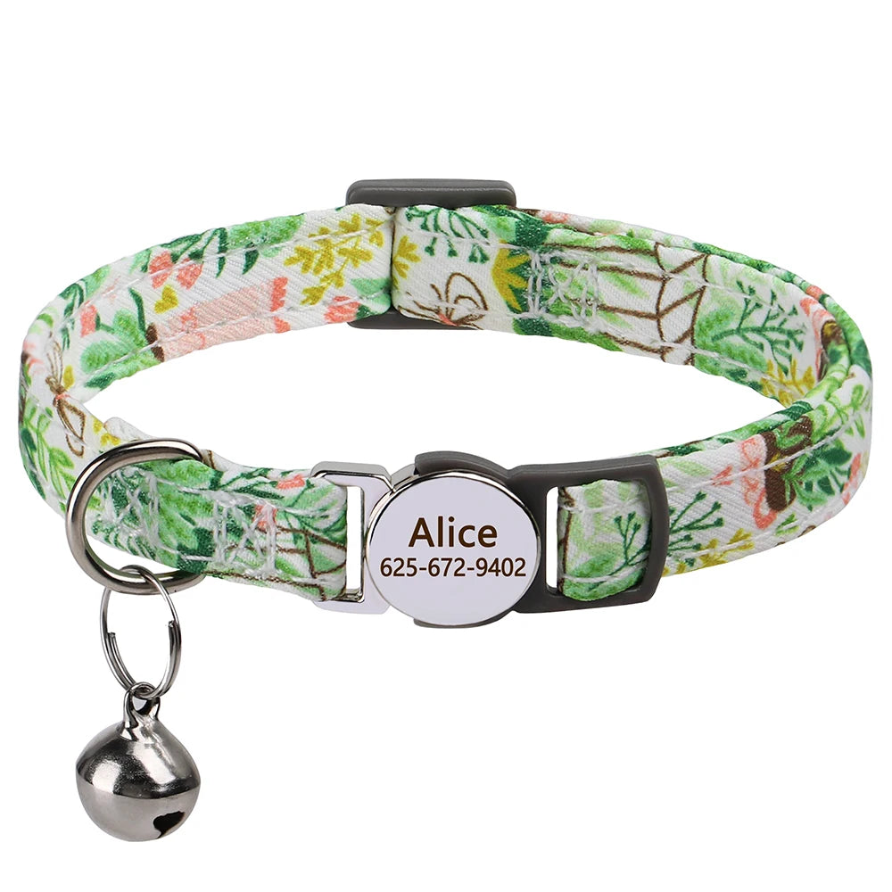 Personalized Charming Cat Collar with Custom Name Tag — Safe, Stylish & Adjustable Collar for Cats