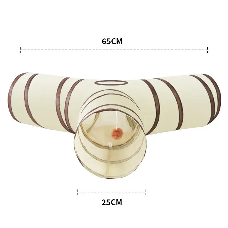 Foldable Cat Play Tunnel – Long T/Y Shape Interactive Indoor Toy